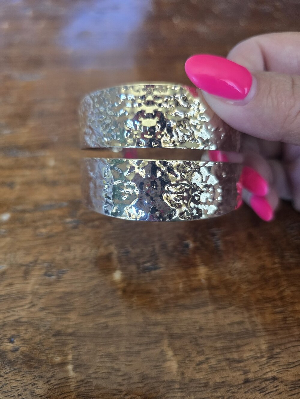 Hammered Gold Open Cuff Bracelet - Women's Jewelry